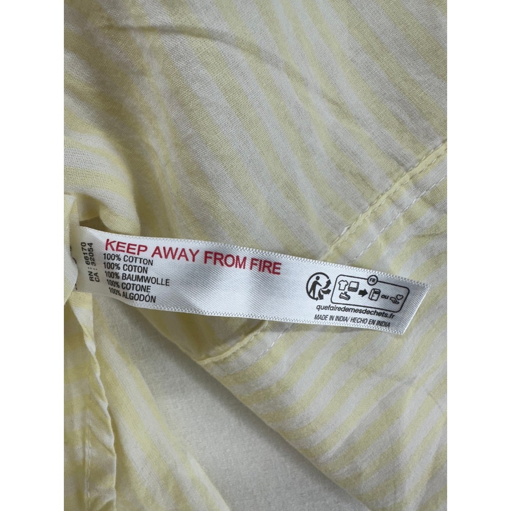 Maeve Mabel Anthropologie Yellow Striped Floral Embroidered Button Down Shirt L - Picture 8 of 8